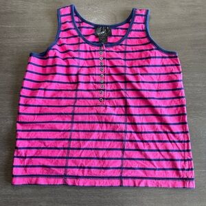 Ethnique Pink And Blue Tank Top Henley L